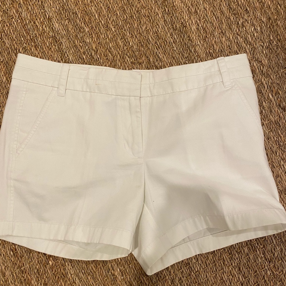White chino j crew shorts